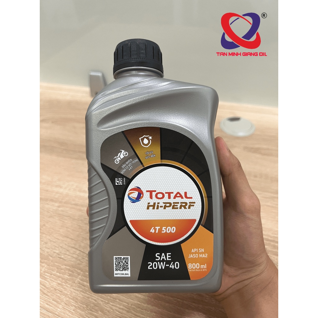 Nhớt xe máy bôi trơn động cơ bình 1L / 800mL TOTAL HI PERF 4T 500 20W40