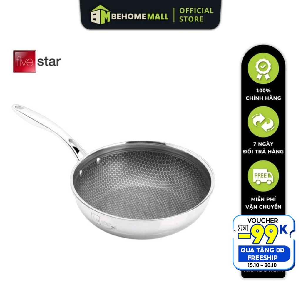Chảo chống dính tổ ong sâu lòng Fivestar BEHOMEMALL chảo chống dính bếp từ 430 inox (16cm/20cm/22cm/24cm/26cm/28cm)