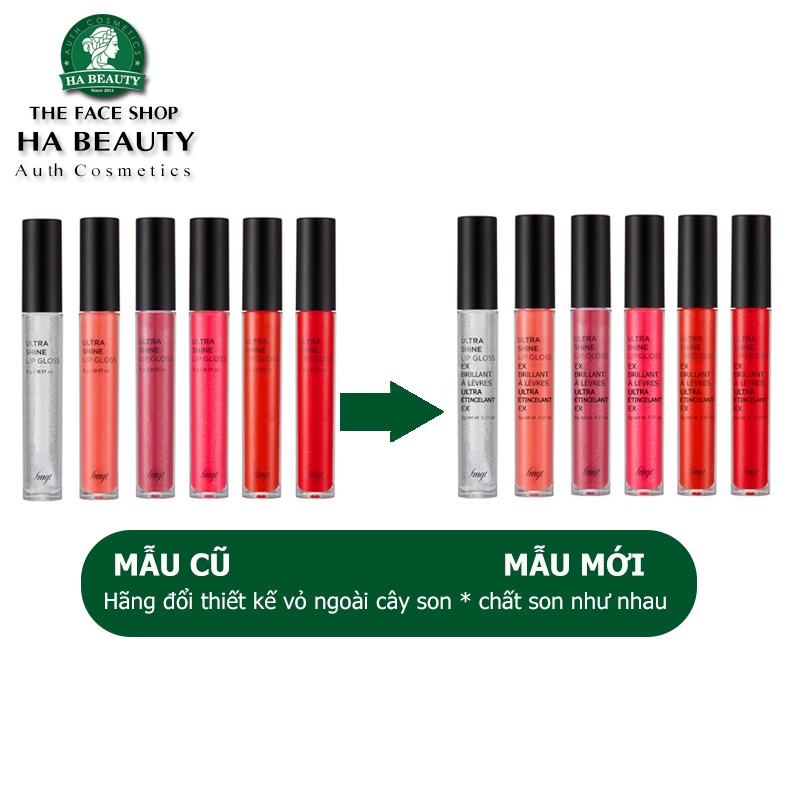 Son bóng kiêm hỗ trợ Khóa màu môi giúp Căng mọng sáng bóng đẹp cuốn hút THE FACE SHOP fmgt ULTRA SHINE LIP GLOSS EX 5g