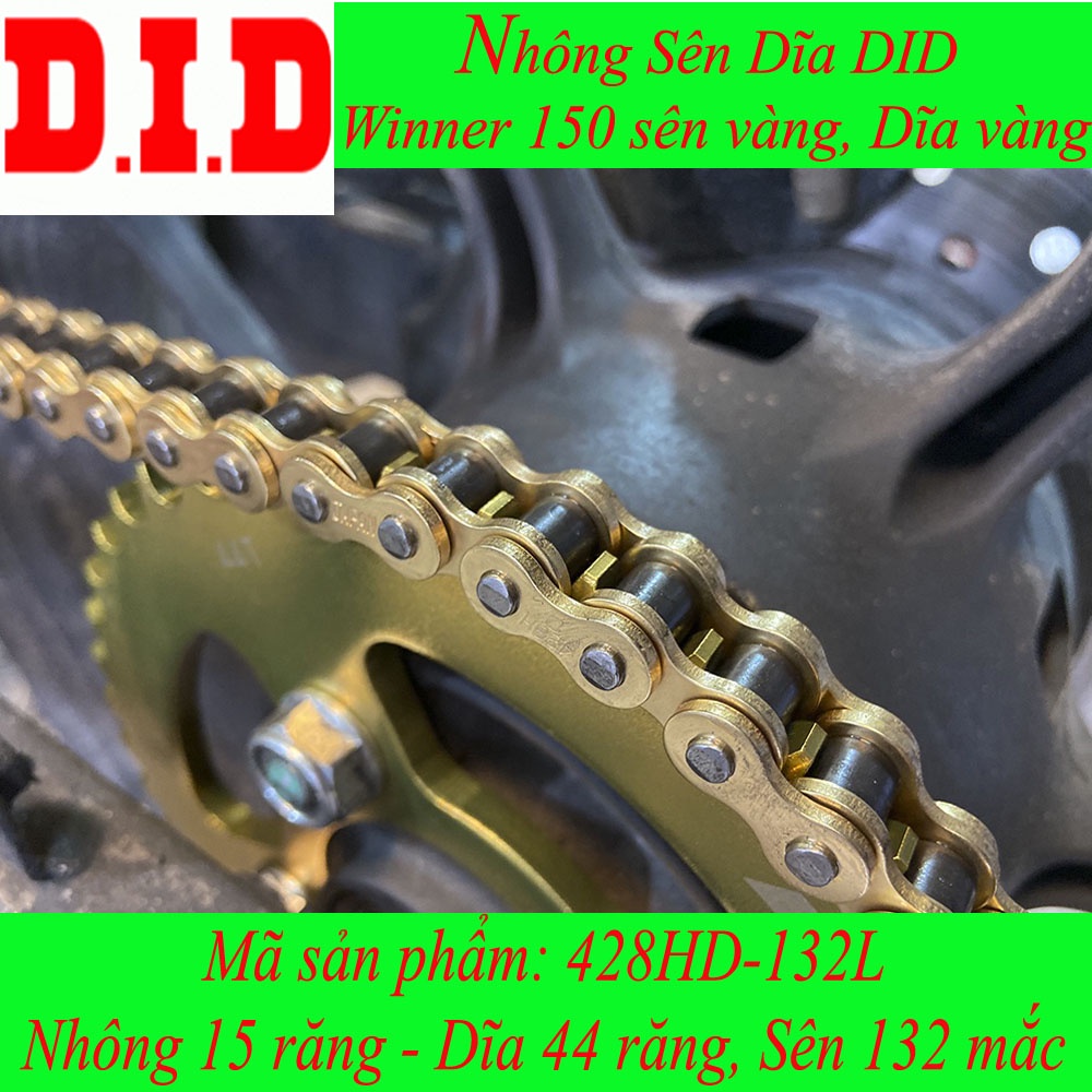 Nhông sên dĩa DID xe Winner 150/X dĩa vàng sên vàng Nhật 428HD (sên 10 ly)