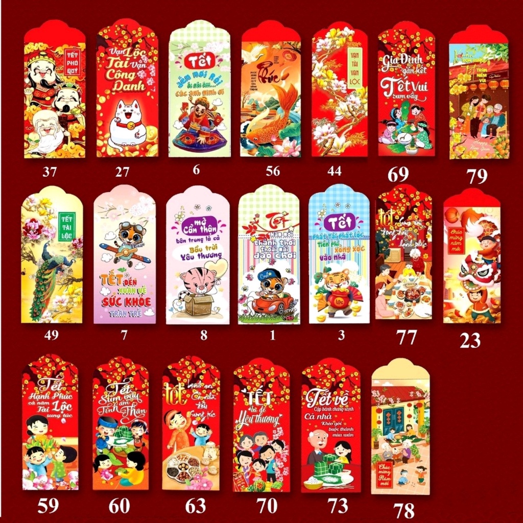 Lì xì Tết bao lì xì Tết nhiều mẫu (Túi 20 cái mix mẫu)