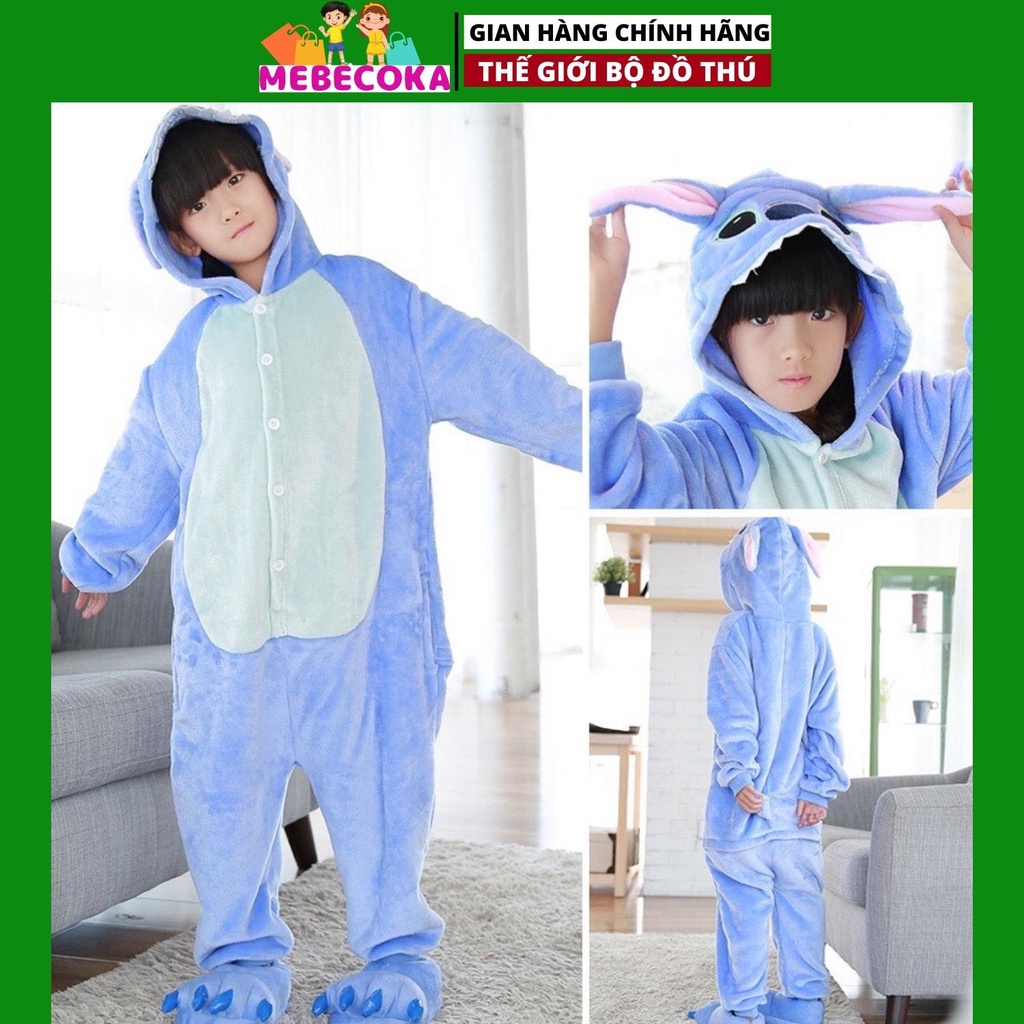 Bộ đồ hình thú STITCH XANH cho bé ,bộ đồ liền thân nhiều màu cho bé Trai bé Gái loại CAO CẤP