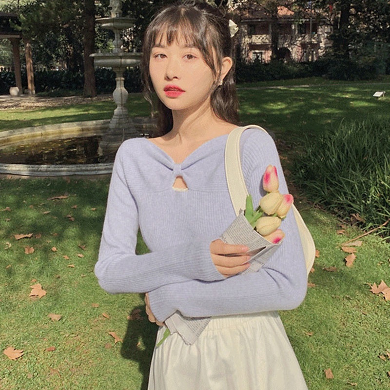 Áo Dệt Kim Mỏng Phong Cách Hàn Quốc Cho Nữ