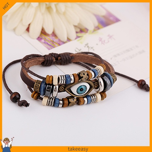 Vòng tay giả da mặt hình con mắt phong cách Thổ Nhĩ Kỳ