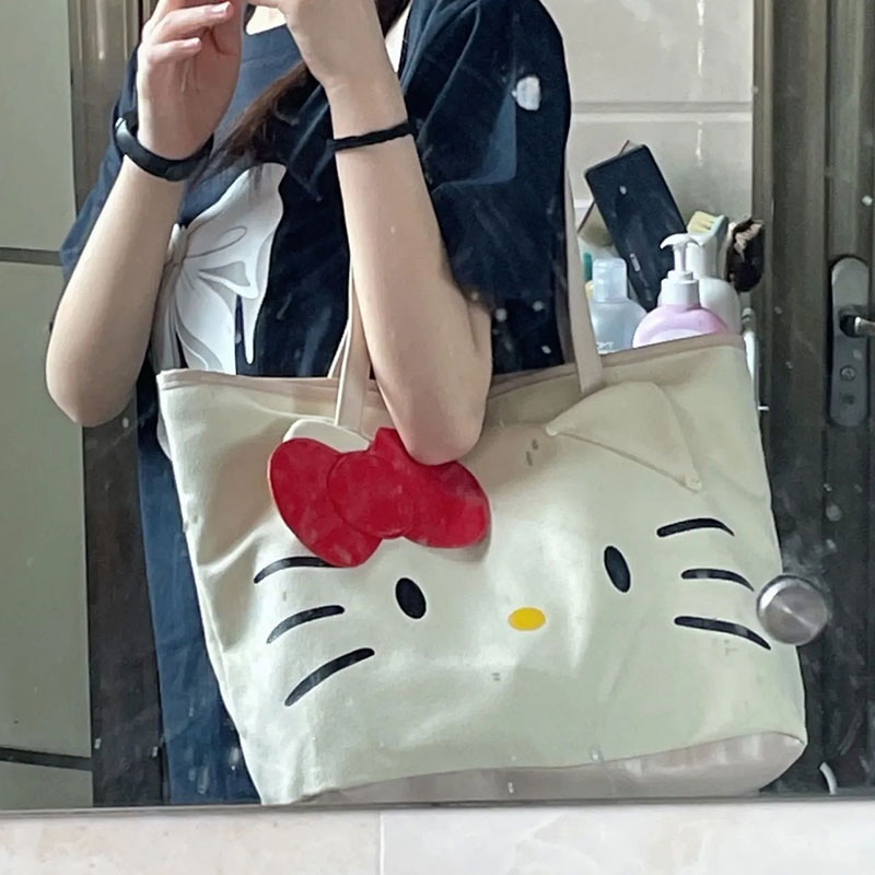 MISCHA Túi Xách Da PU Sức Chứa Lớn In Họa Tiết Hoạt Hình Dễ Thương Thời Trang Cho Học Sinh