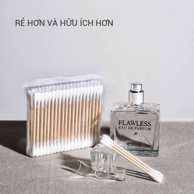 Bông Ngoáy Tai Bông Ráy Tai Thân Gỗ, Tăm Bông Thân Thiện Với Môi Trường Bịch 100 Cái