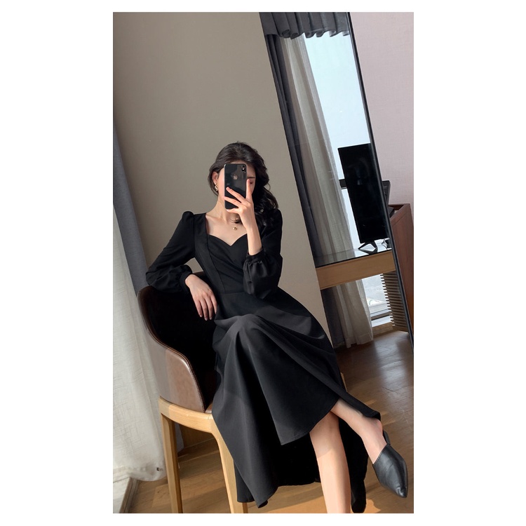 Váy Nữ Cổ Tim Dáng Dài Maxi Đi Tiệc Cưới Phong Cách Sang Chảnh Ulzzang Hàn Quốc