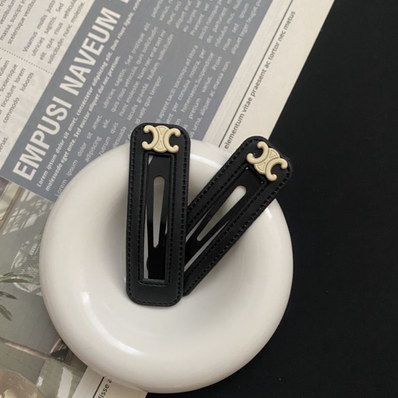 Kẹp Tóc Bằng Da Màu Trắng Đen Phong Cách Retro Thời Trang Thu Đông