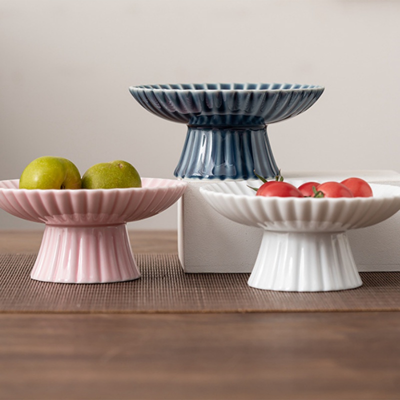 Đĩa Đựng Bánh / Trà / Trái Cây Bằng Sứ Kèm Giá Đỡ Kiểu Retro Tiện Dụng