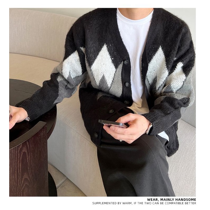 Áo Khoác len Cardigan thiết Kế phối màu nhẹ nhàng Vintage Phong Cách Hàng Quôc