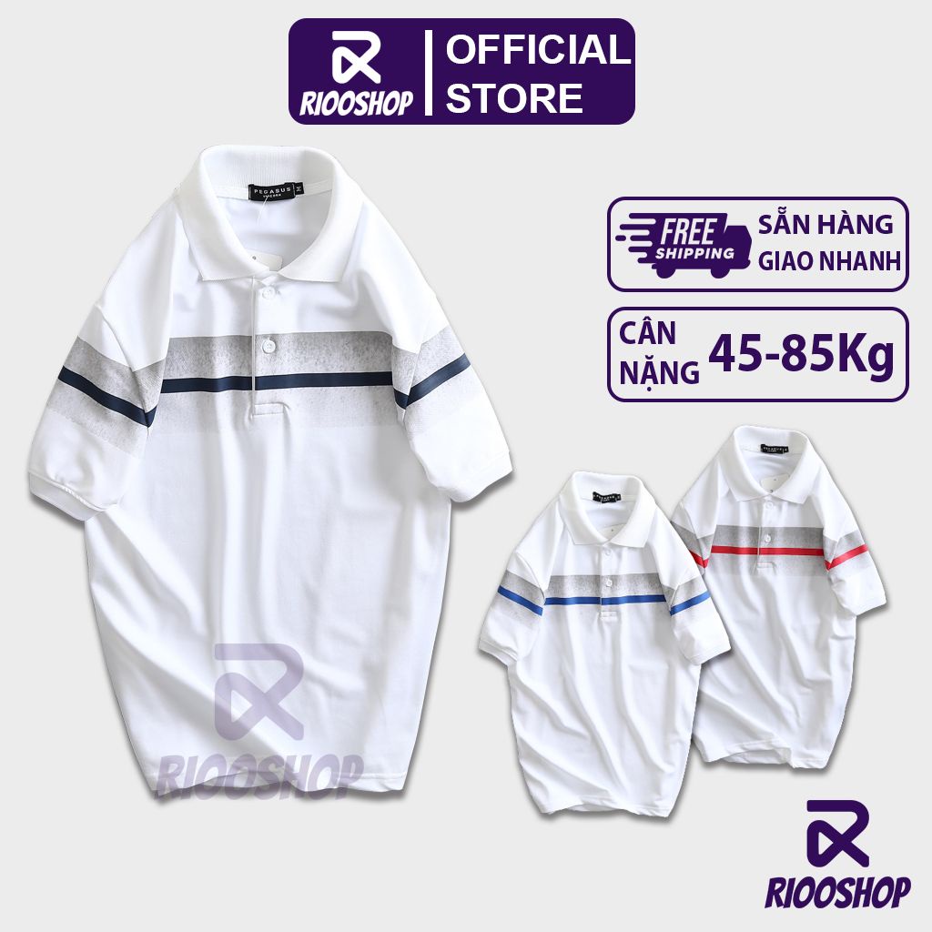 Áo thun có cổ polo, áo phông nam có cổ màu trắng vnxk vải dày đẹp big size, basic, cao cấp, ngắn tay RIOOSHOP RSP057