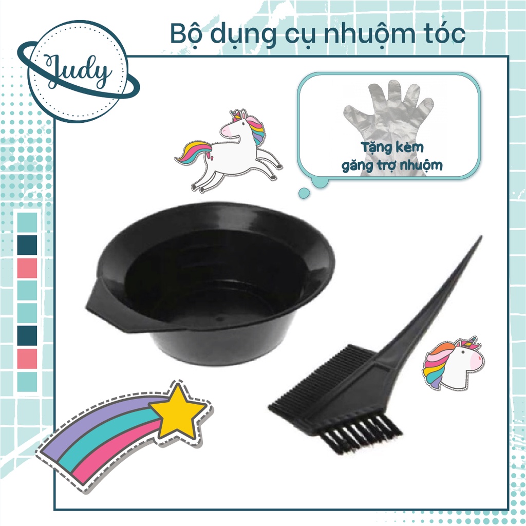 Bộ 3 dụng cụ: bát + lược 2 đầu + bao tay nilong nhuộm tóc