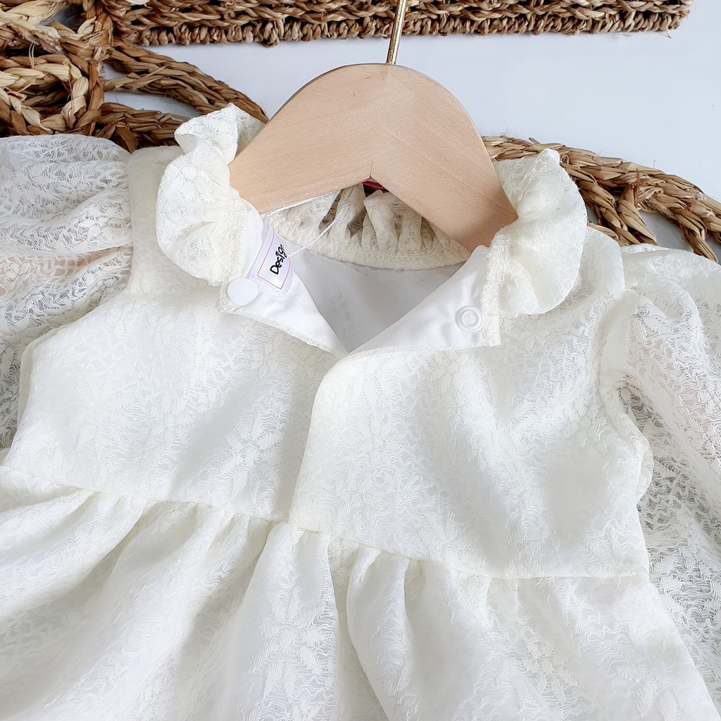 Bodysuit Cổ Tàu, Bodychip Dài Tay Thu Đông Chất Liệu Ren Nhật Cho Bé Gái Sơ Sinh