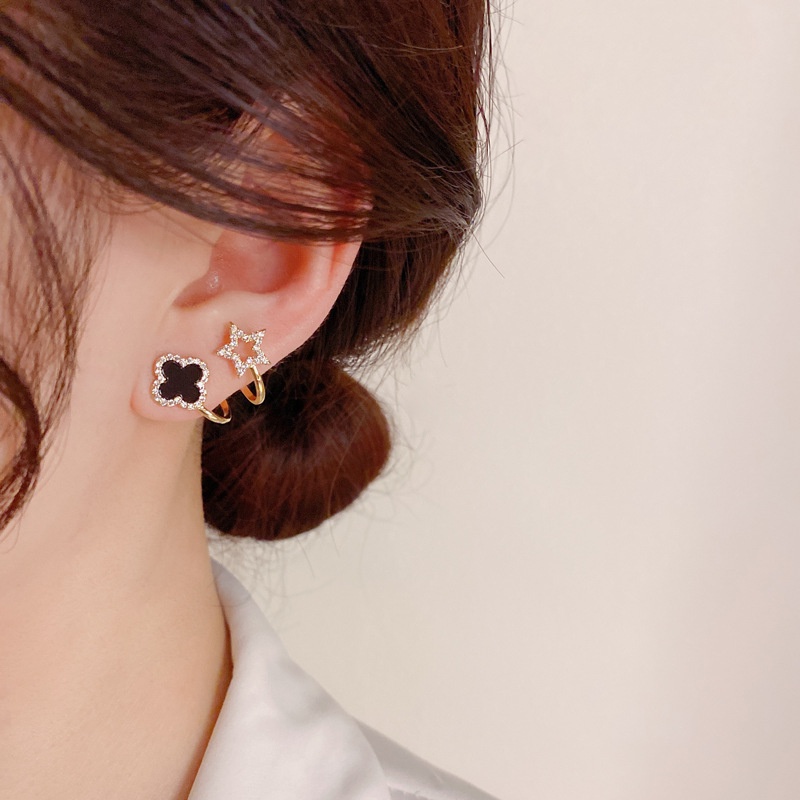 Bông Tai Bạc 925 Hình Cỏ Bốn Lá Thời Trang