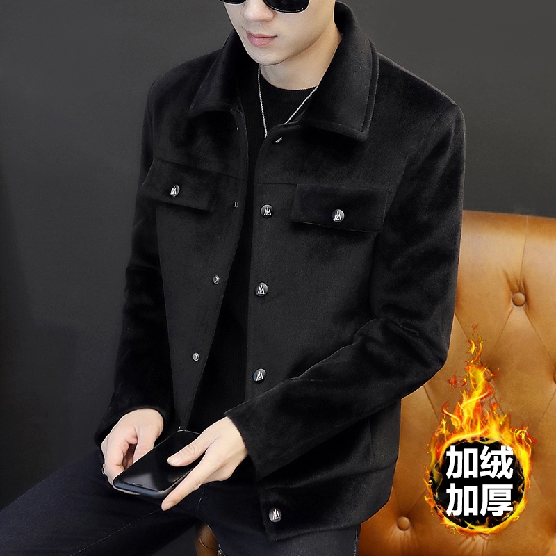 Áo khoác dạ nam ngắn cổ bẻ dài tay thời trang công sở