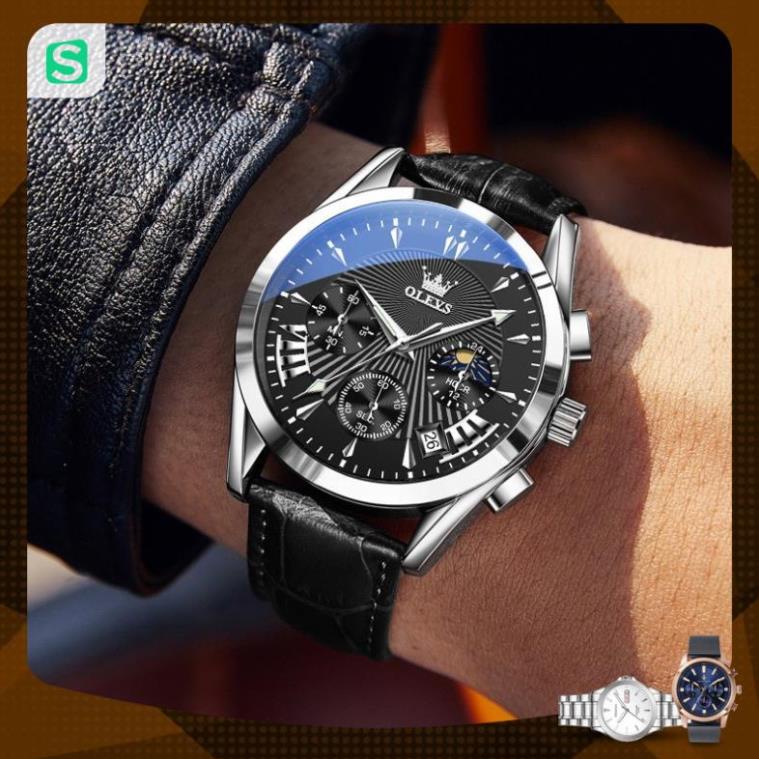 Đồng hồ nam chính hãng OLEVS 2876 dây da bò Chống thấm nước sâu hiệu ứng phát sáng