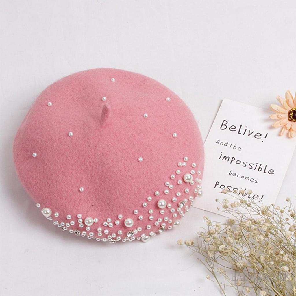 Mũ Nồi Bằng Len Đính Ngọc Trai Thời Trang Thu Đông Dành Cho Bé Gái 2-6 Tuổi