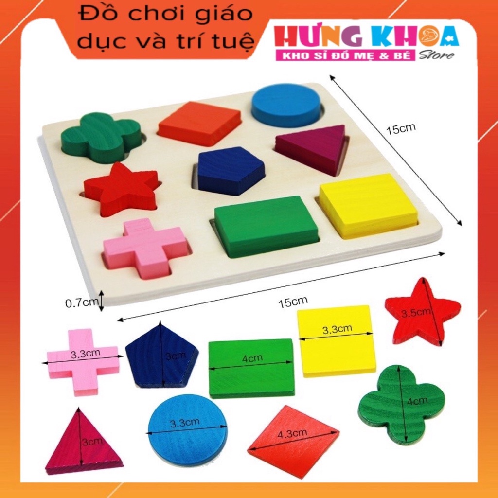 BẢNG GHÉP HÌNH HỌC BẰNG GỖ, GIÁO CỤ MONTESSORI ĐỒ CHƠI KHOA HỌC