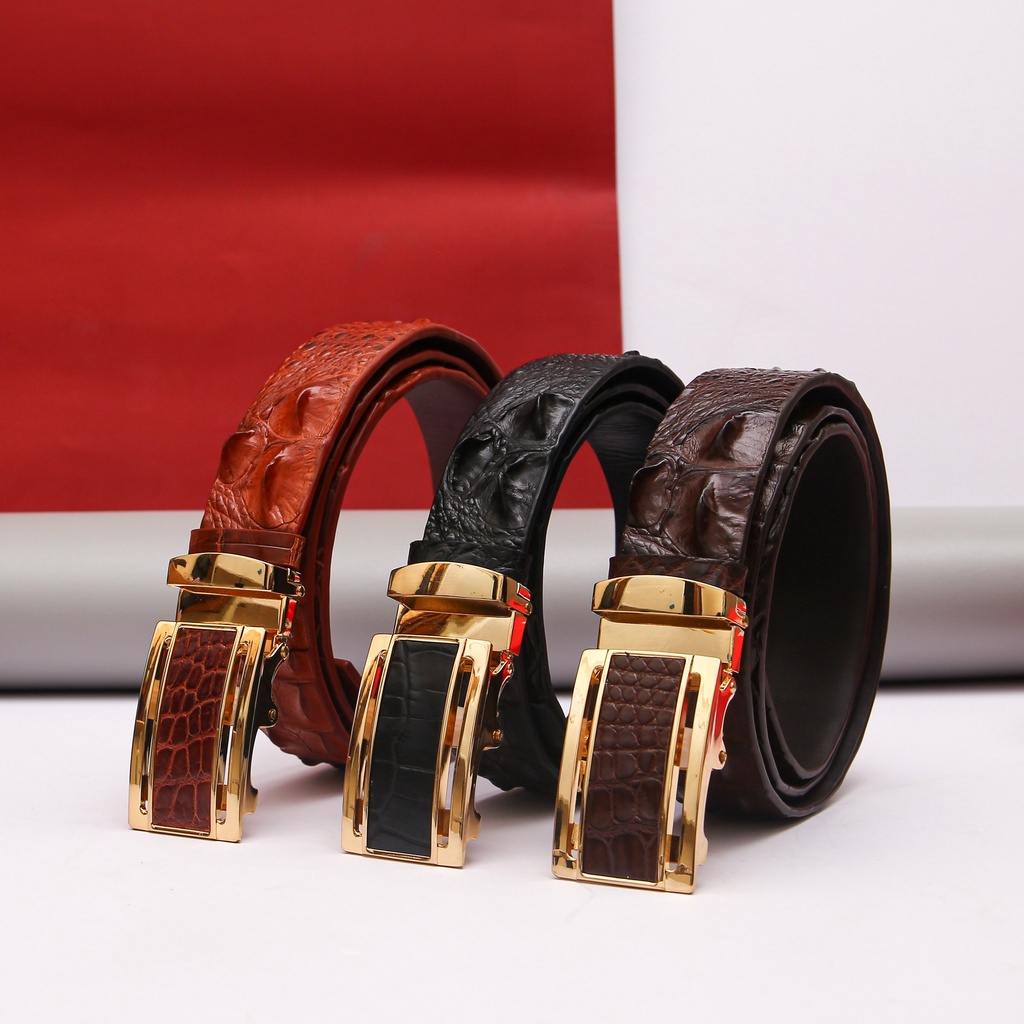 Thắt lưng nam FTT Leather da cá sấu Thái Lan loai dây liền 3.5cm nguyên bản, cam kết da thật 100%