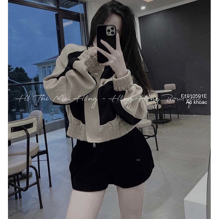 Áo khoác 2 màu cổ cao khoá kéo dài tay TT1910