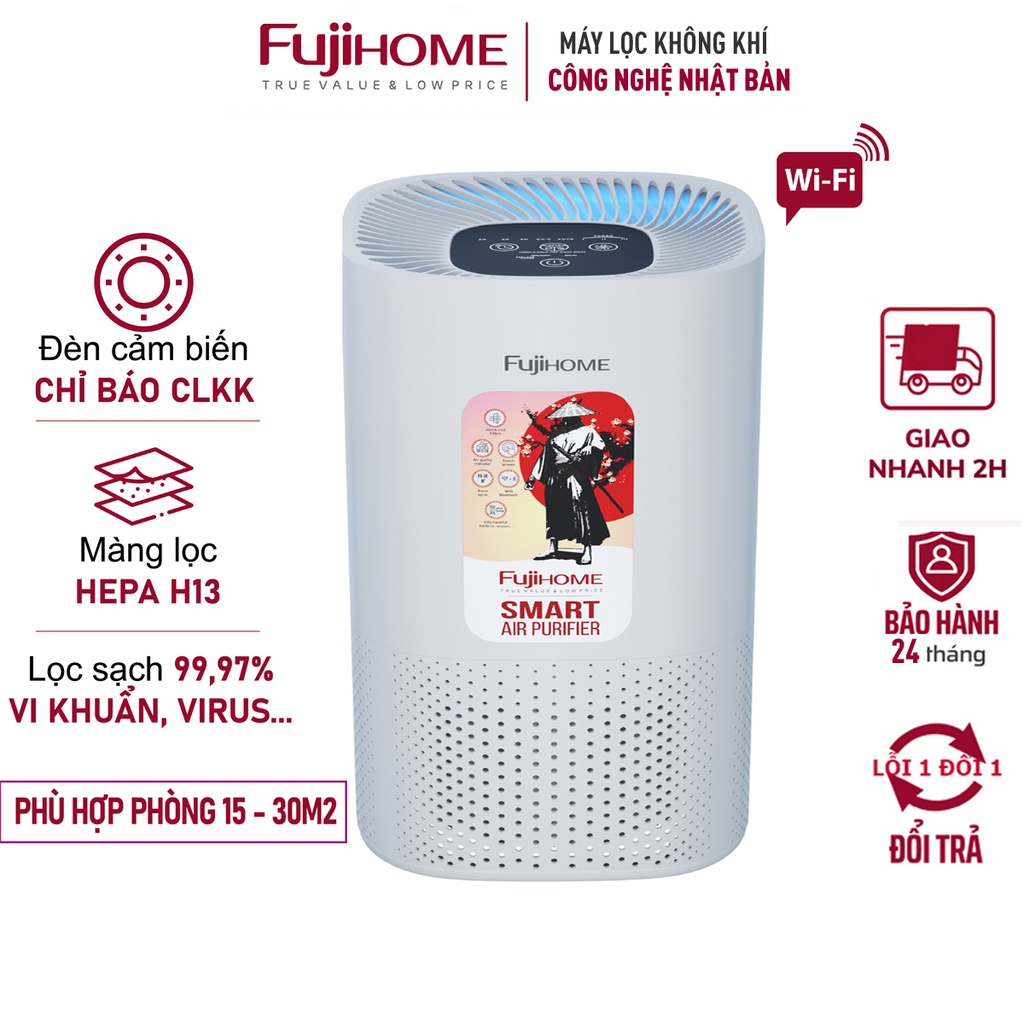 Máy lọc không khí diệt khuẩn UV Led FUJIHOME AP8026US,4 cấp lọc màng HEPA lọc bụi mịn PM2.5,khử mùi điều khiển APP,Wifi