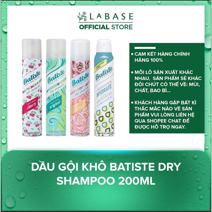 Dầu Gội Khô Batiste Dry Shampoo 200ml