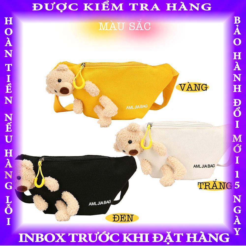 Túi Bao Tử Đeo Chéo Phối Gấu Bông Xì Tin vanduong