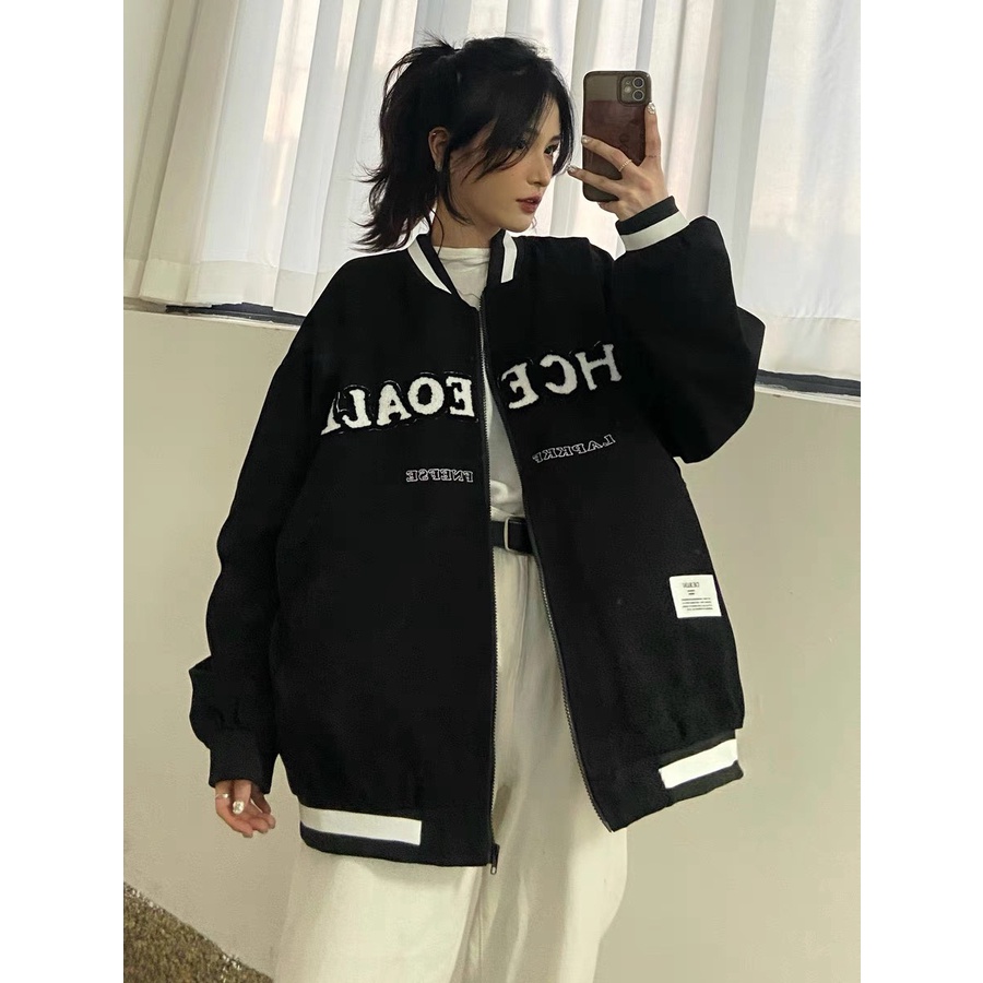 Áo khoác bóng chày dáng chữ UHCE EOALL phong cách UlzzangStyle mã 2813