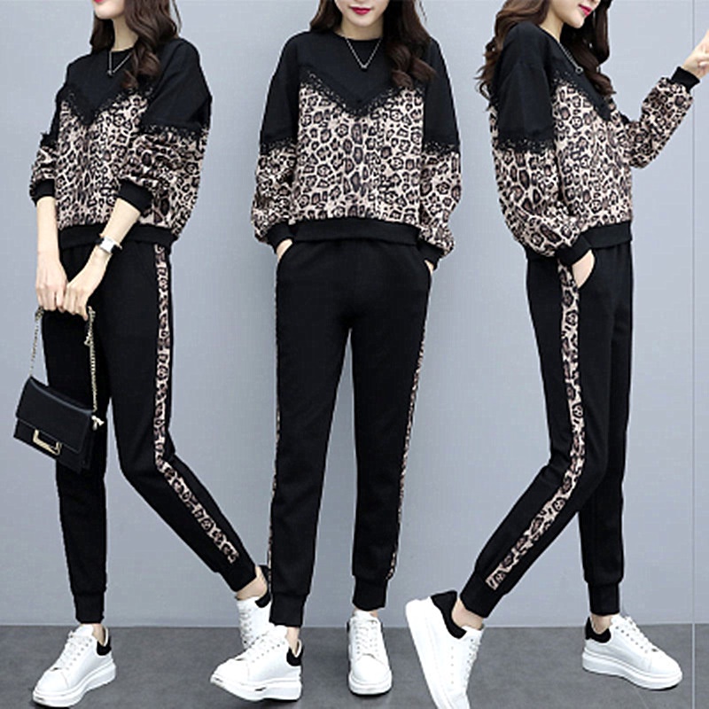HOT !!! Bộ Đồ Thể Thao Nữ Dài Tay Chất Poly Cotton, Phối Họa Tiết Da Báo Trẻ Trung,Thời Trang Mặc Nhà Cao Cấp (HÀNG QUẢN