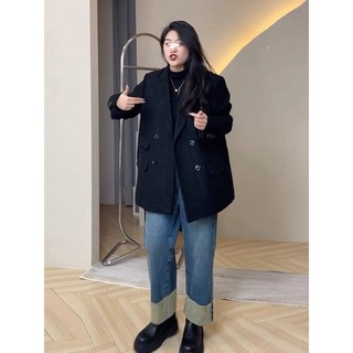 [Bigsize 55 - 100kg] Áo dạ Blazer dạ tweed thanh lịch dáng dài