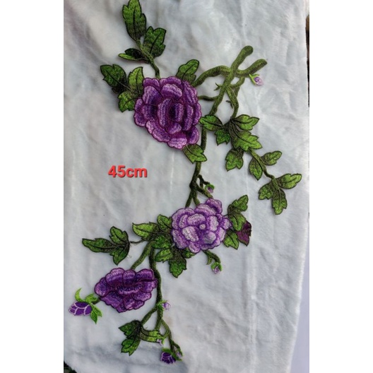 hoa thêu màu tím lớn dài 45cm