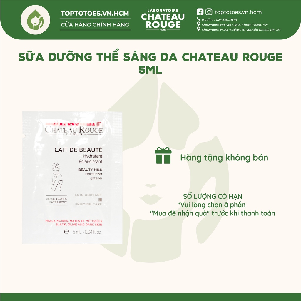 Sữa dưỡng trắng da toàn thân Chateau Rouge [QUÀ TẶNG KÈM ĐƠN HÀNG]