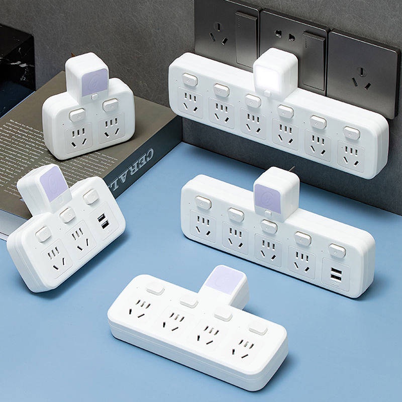 Genuine Pure Copper Multi-Function USB Socket Converter Switch Wireless One-Turn Porous Conversion Plug Power Strip Night Light vTk3