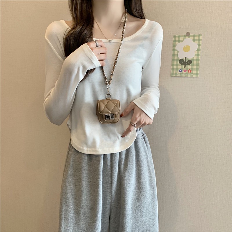 NRVP Áo Thun Nữ Dài Tay Dáng Rộng Màu Trơn Phong Cách Hàn Quốc Mới