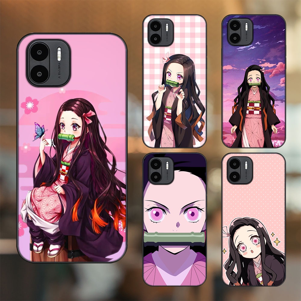 Ốp lưng Xiaomi Redmi A1 viền đen in hình Nezuko Kimetsu no Yaiba