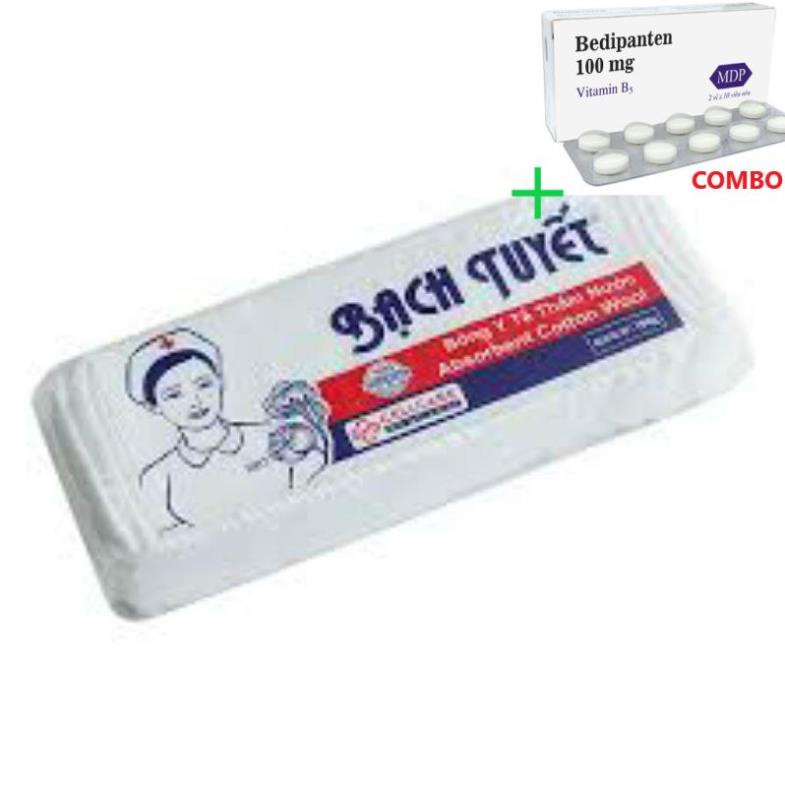Combo Bedipanten 100mg +  Bông tẩy trang,  y tế,  viên, miếng Bạch Tuyết