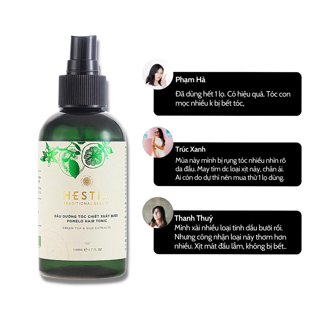 Tinh Dầu Bưởi Hestia - Xịt Dưỡng Tóc Bưởi Pomelo Hair Tonic Kích Thích Mọc Tóc 140ml