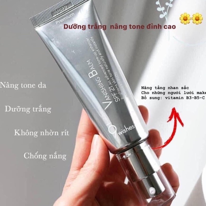 Combo 2 tuýp kem dưỡng trắng da,chống nắng 9W VB-kem nâng tone 9 Wishes Vanishing Balm up tone Premium SPF21 - full box