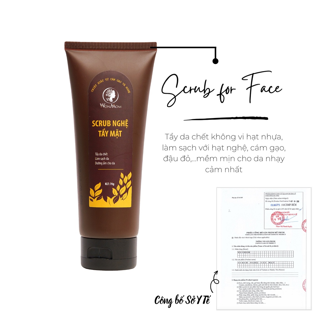 Scrub Nghệ Tẩy da chết mặt WonMom 70gr