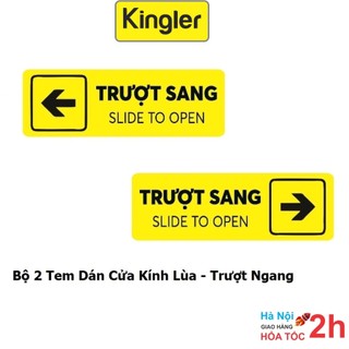 2 tem decal nhựa - kingler, dán cửa lùa, chữ trượt sang hai bên trái phải cửa lùa, cửa đẩy, cửa kéo, sliding door 5002