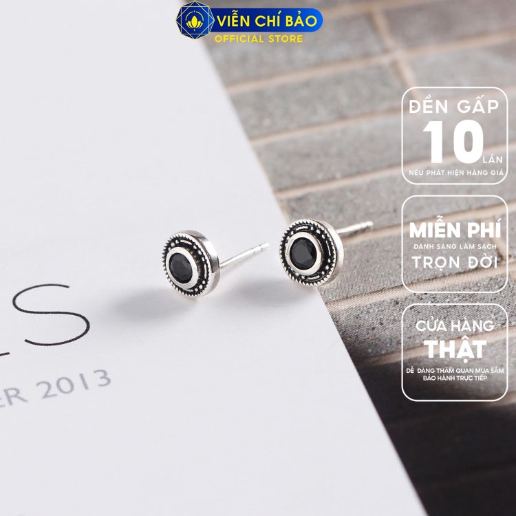Bông tai móc khóa đính đá chất liệu bạc Thái 925 thời trang phụ kiện trang sức nữ Viễn Chí Bảo B000262
