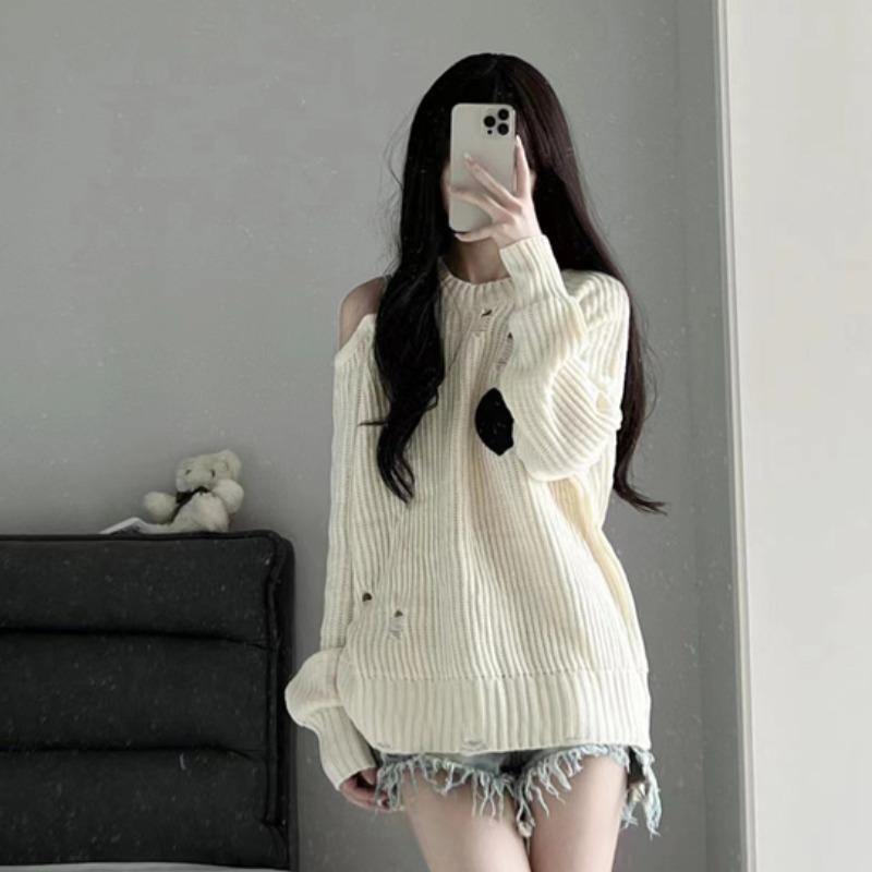 Áo croptop nữ dài tay áo len kiểu nữ Áo Sweater Trễ Vai Tay Dài Thời Trang Thu Đông Dành Cho Nữ