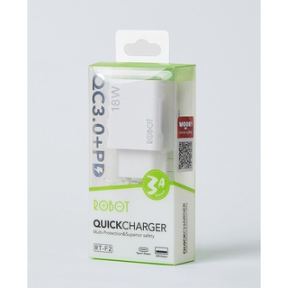 Cốc Sạc Nhanh 3A 18W ROBOT RT-F2 QC 3.0 - 2 Cổng Sạc USB-A/Type-C