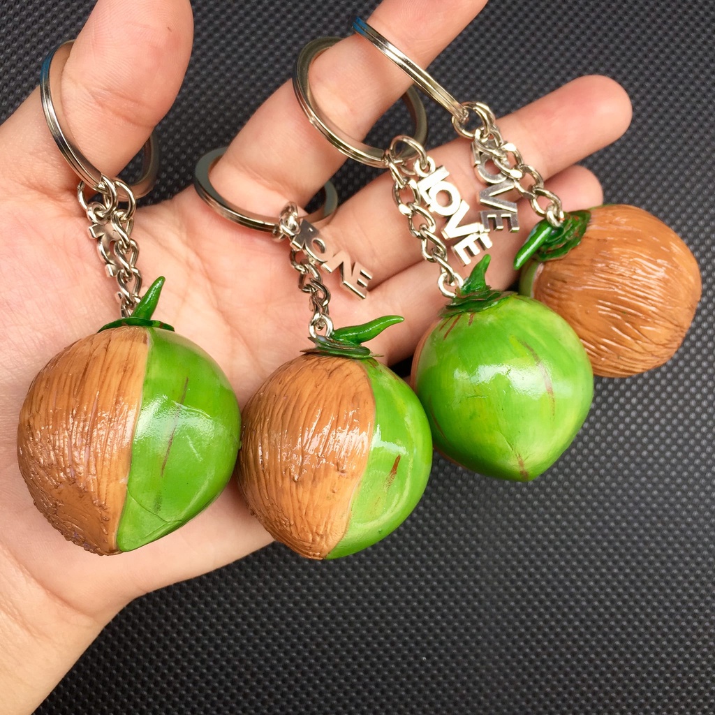 Móc khoá Trái Dừa(thêm tap tên yêu cầu) handmade Lilande
