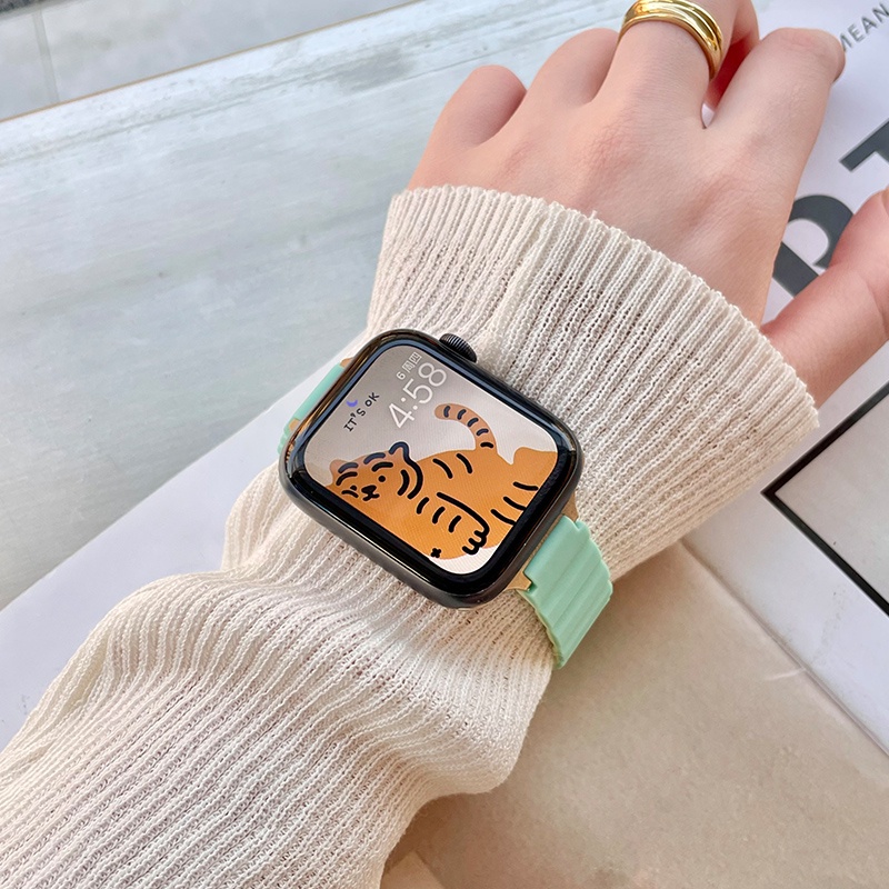 Dây Đeo Đồng Hồ Bằng Silicone Mỏng Từ Tính Cho Apple Watch 49mm 41mm 45mm 44mm 40mm 38mm 42mm 8 ultra 7 5 4 SE 6 3