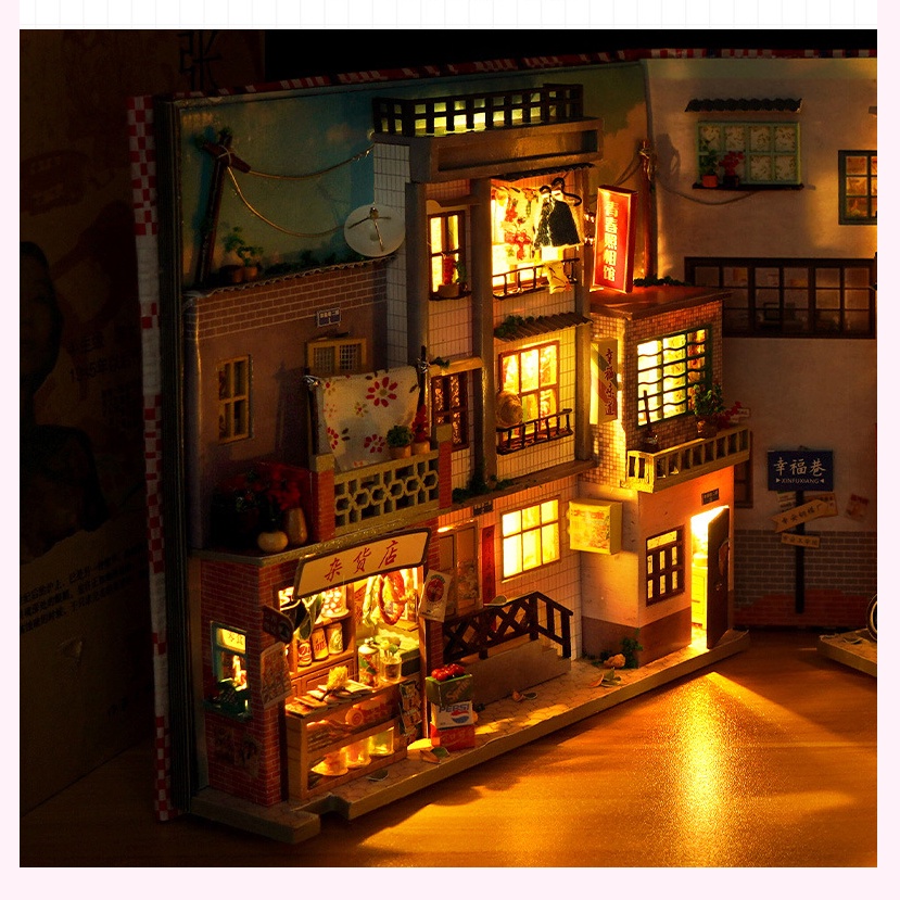 Mô hình 3D Chặn sách Book Nook Tự Làm bằng gỗ. Trang Trí Kệ sách TC26