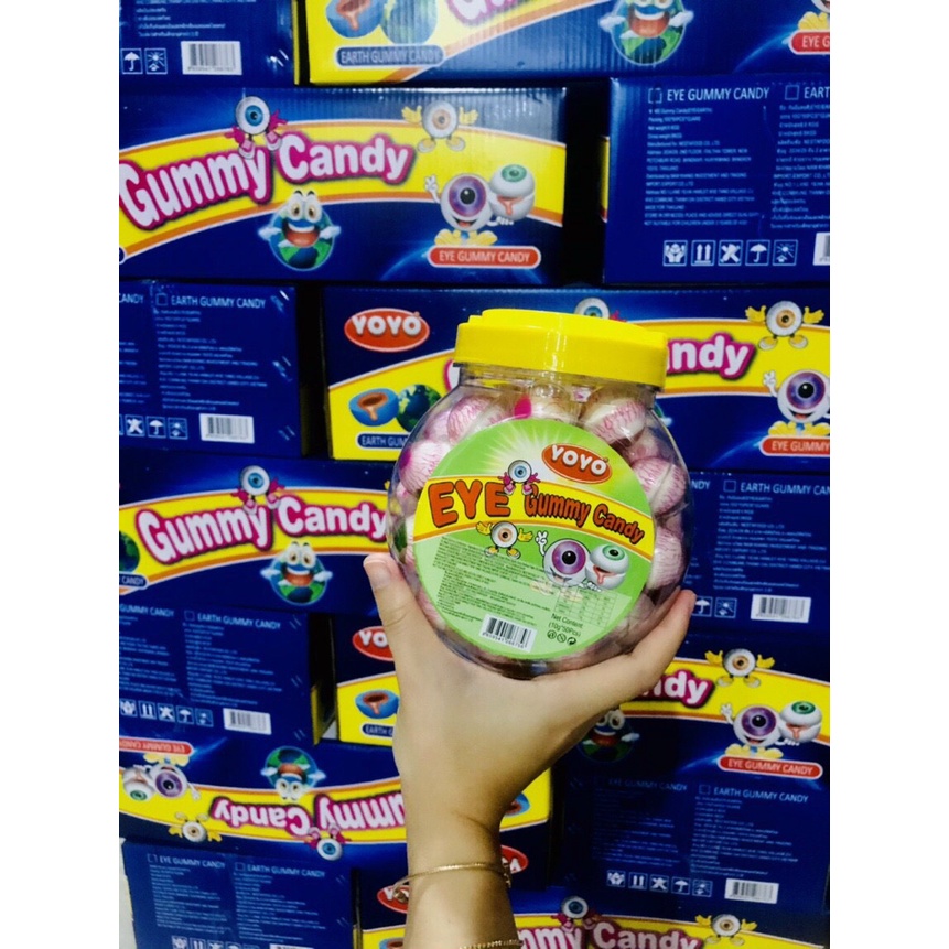 Hũ 50 viên kẹo dẻo có nhân siro Gummy Candy hình con mắt Thái Lan siêu ngon giá sỉ