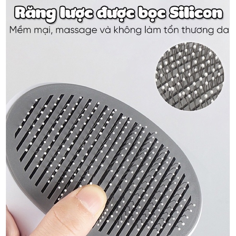 Lược chải lông chó mèo Lược gỡ rối lông cho mèo có nút bấm NourseVietnam PK14