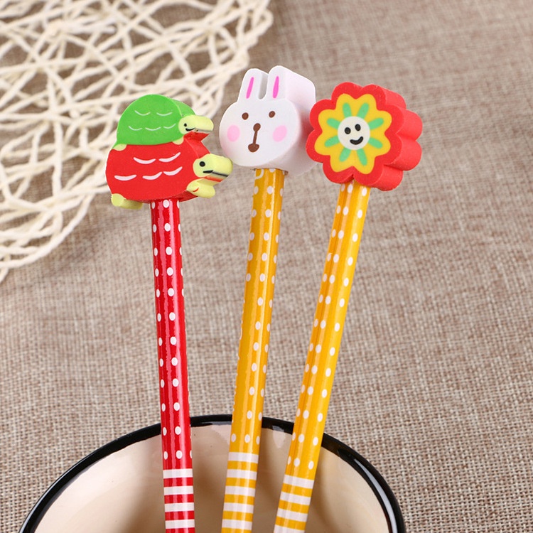 Bút chì kèm đầu tẩy hoạt hình cute dễ thương, bút chì học sinh MODINA