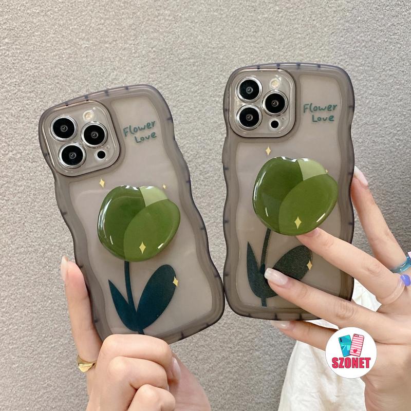 Ốp Điện Thoại Silicon Có Giá Đỡ Hình Hoa Cho iPhone 14 13 12 11 Pro Max XS XR X 8 7 Plus + SE 2020